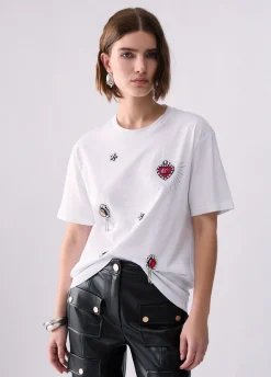 T-shirt con ricami gioiello