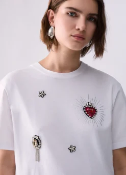 T-shirt con ricami gioiello