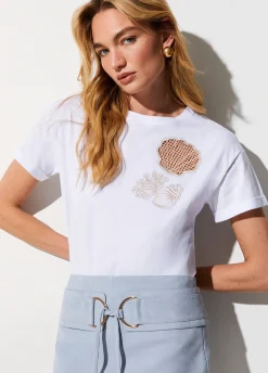 T-shirt con ricamo a jour