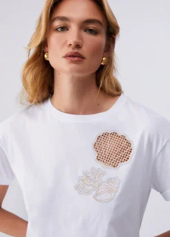 T-shirt con ricamo a jour