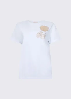 T-shirt con ricamo a jour