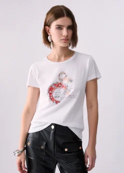 T-shirt con ricamo gioiello