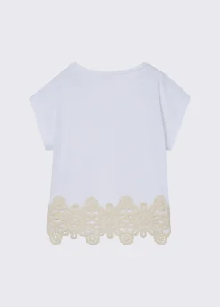 T-shirt con ricamo macramè