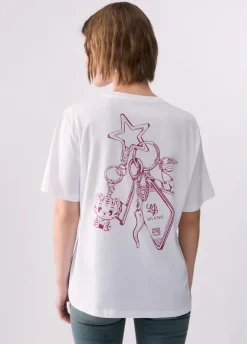 T-shirt con stampa dietro