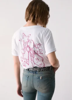 T-shirt con stampa dietro