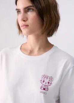 T-shirt con stampa dietro