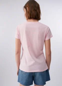 T-shirt con stampa e applicazioni