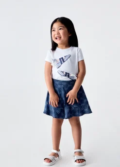 T-shirt con stampa e castoni