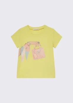 T-shirt con stampa e castoni