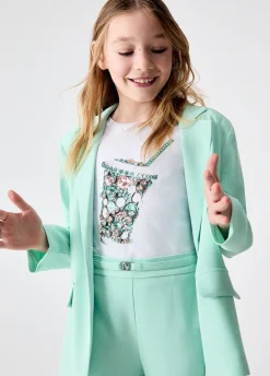 T-shirt con stampa e castoni
