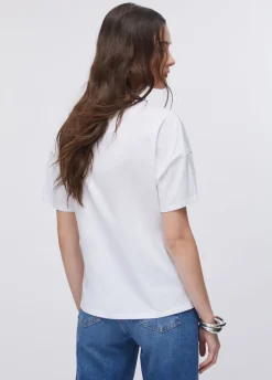 T-shirt con stampa e ricami gioiello