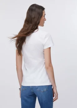 T-shirt con stampa e strass