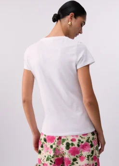 T-shirt con stampa e strass