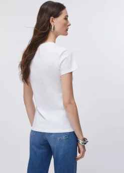 T-shirt con stampa e strass