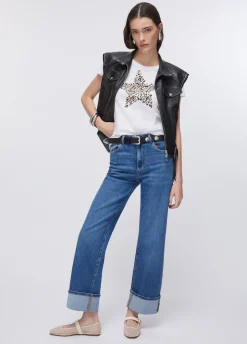 T-shirt con stampa e strass