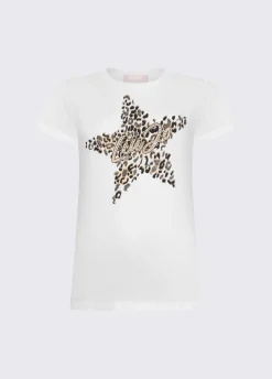 T-shirt con stampa e strass