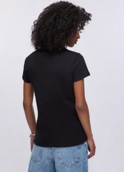 T-shirt con stampa e strass