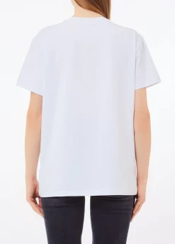 T-shirt con stampa e strass