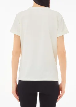 T-shirt in cotone con logo e strass