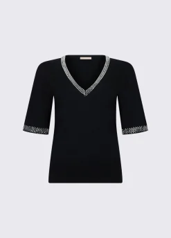 T-shirt in maglia con strass