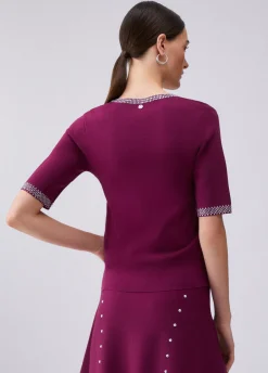 T-shirt in maglia con strass