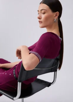 T-shirt in maglia con strass