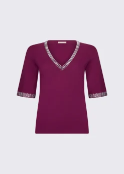 T-shirt in maglia con strass