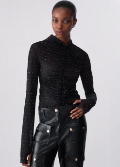 T-shirt in tulle full-strass