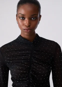 T-shirt in tulle full-strass