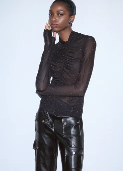 T-shirt in tulle full-strass