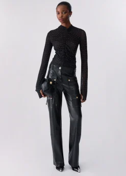 T-shirt in tulle full-strass