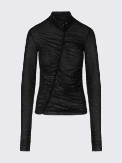 T-shirt in tulle full-strass