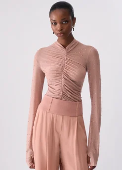 T-shirt in tulle full-strass