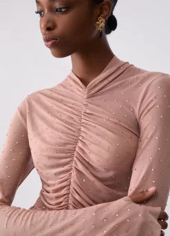 T-shirt in tulle full-strass