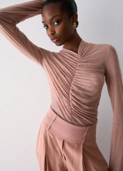 T-shirt in tulle full-strass