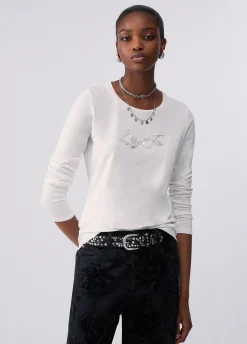 T-shirt maniche lunghe con paillettes