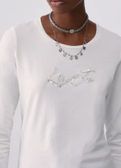 T-shirt maniche lunghe con paillettes