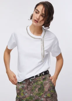 T-shirt oversize con ricami gioiello