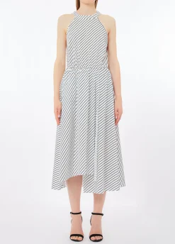 Vestito midi in popeline rigato