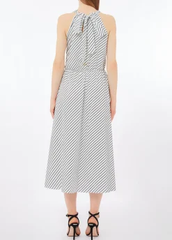 Vestito midi in popeline rigato