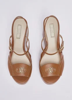 Zeppe slingback in pelle e vernice