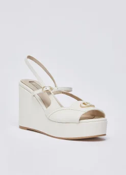 Zeppe slingback in pelle e vernice