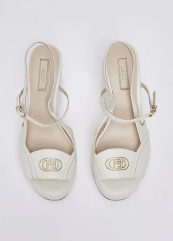 Zeppe slingback in pelle e vernice