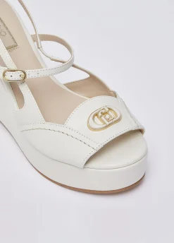 Zeppe slingback in pelle e vernice