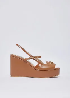 Zeppe slingback in pelle e vernice