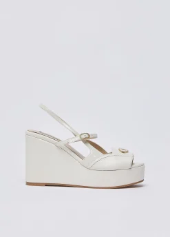 Zeppe slingback in pelle e vernice